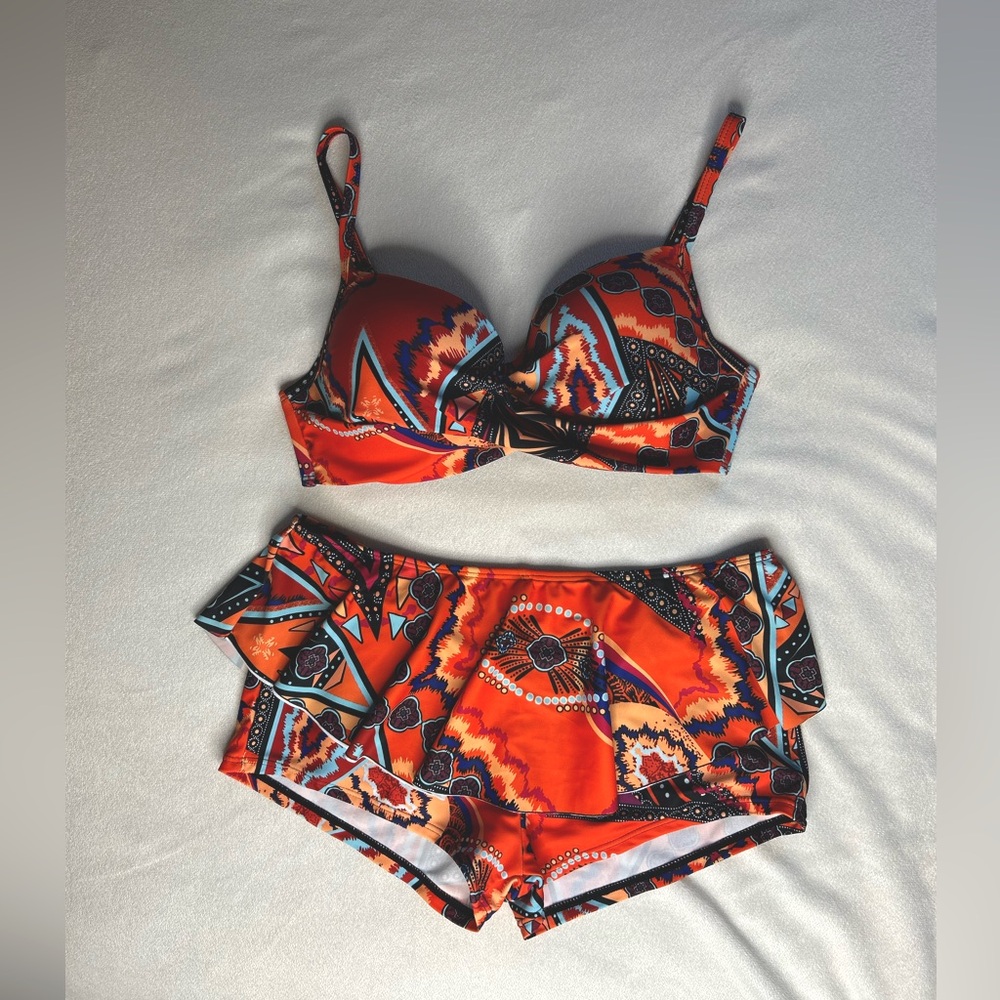 Boho Chic Bikini with Skirted Bottom